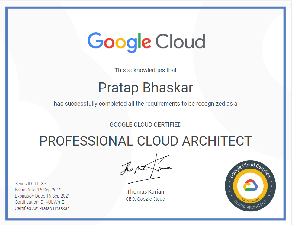 Google Certified Professional (GCP) Cloud Architect 